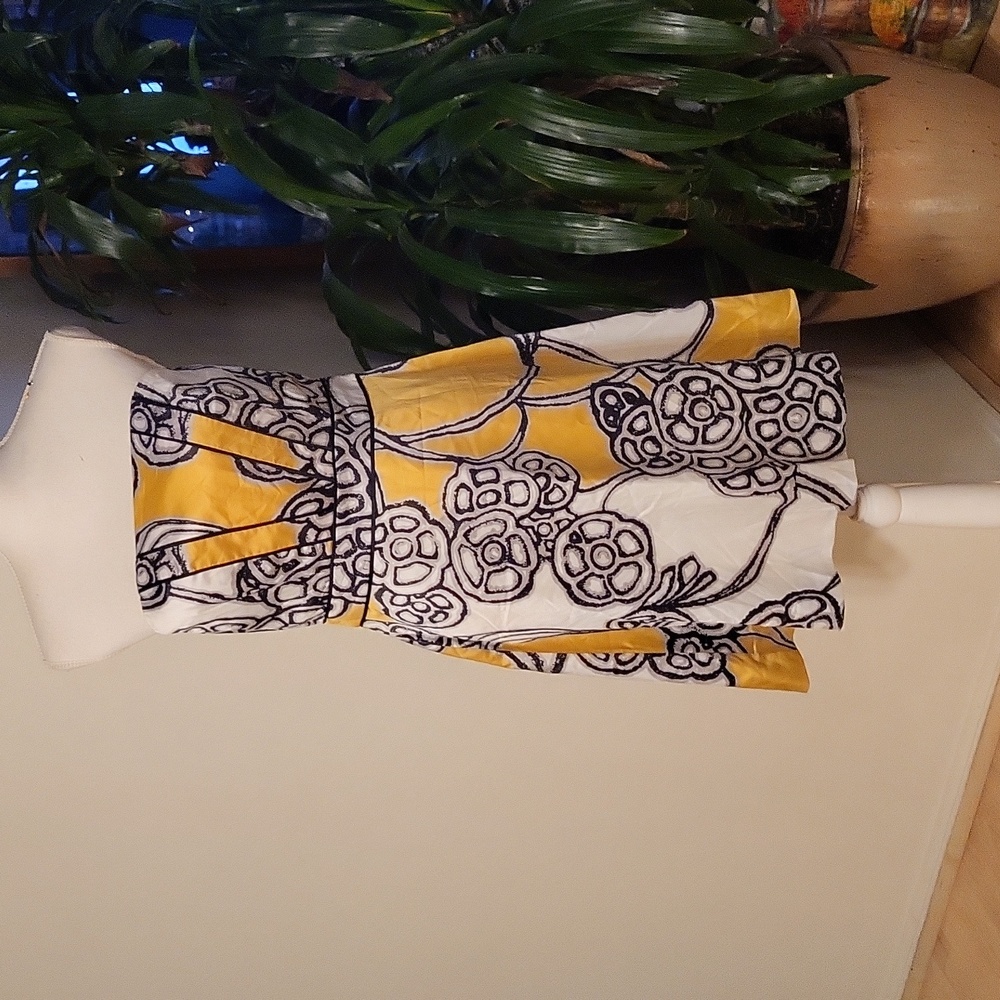 The Limited Midi Dress Yellow White & Black Lined Tube Top NWT